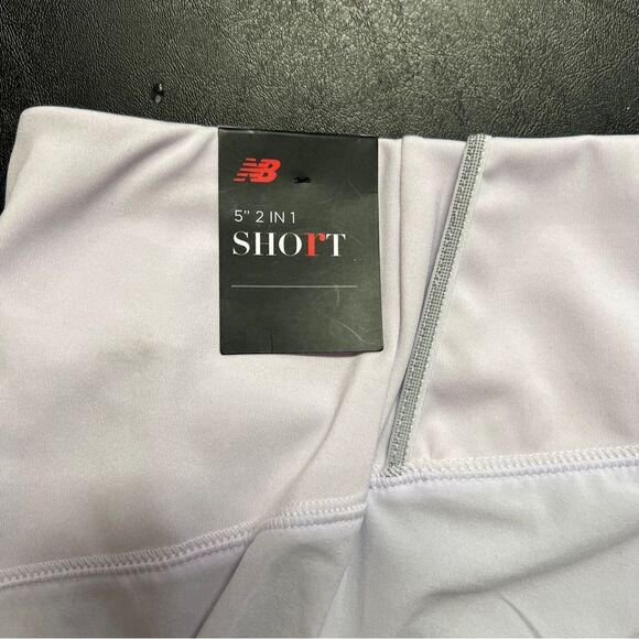 New Balance Libra Printed Impact Run 2in1 Shorts in White and Yellow 0657 - Picture 7 of 14